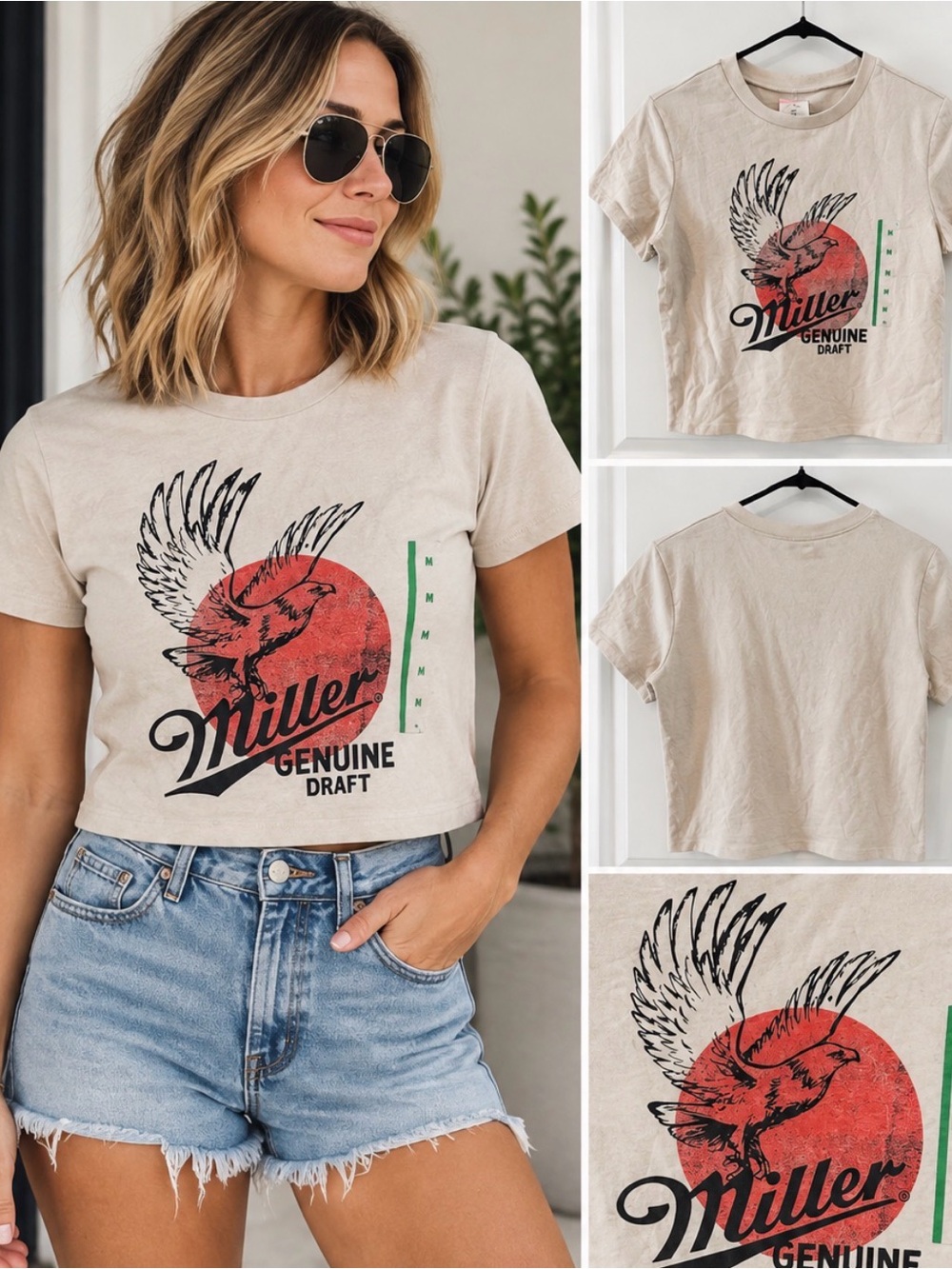 Miller Genuine Draft Eagle Graphic Cropped Tee M